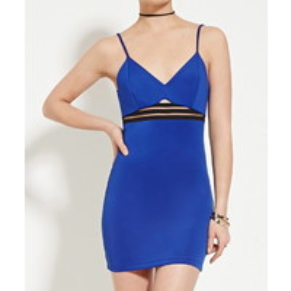 Blue Shadow Stripe Bodycon Dress